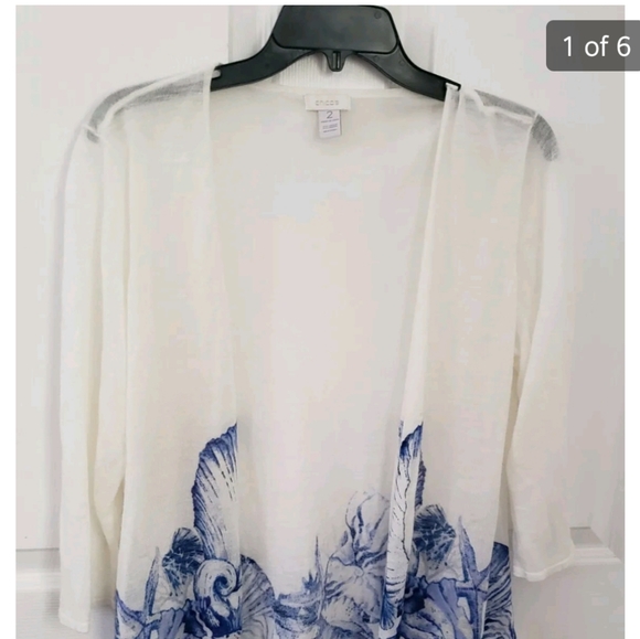 Chico's White Crochet Lightweight Front Cardigan Up size M - Picture 10 of 10